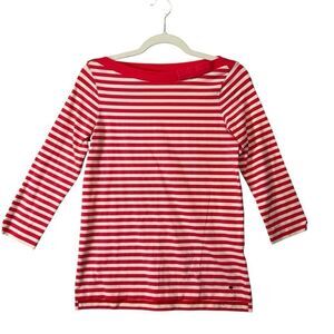 Kate Spade Boat Neck 3/4 Sleeve Stripe Bow Shirt Top size women's small